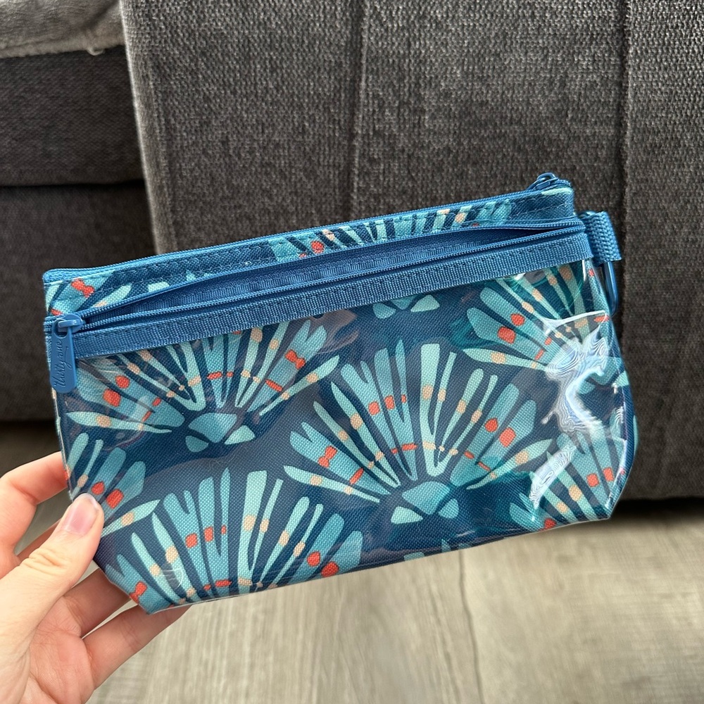 Blue Floral Cosmetic Bag